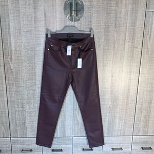 Ann Taylor Sculpting Pocket High Rise Skinny Jeans in‎ Burgundy Coated Denim
